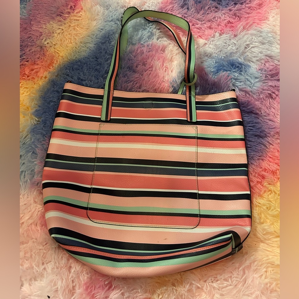 Multi-color striped tote bag